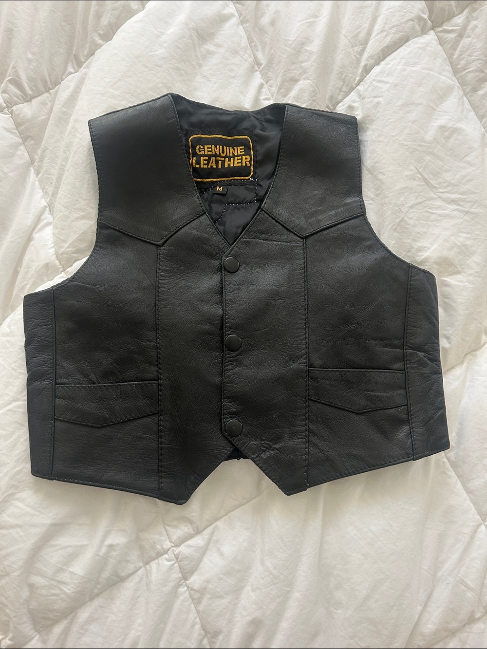 Genuine Leather- Biker vest- Girl Youth